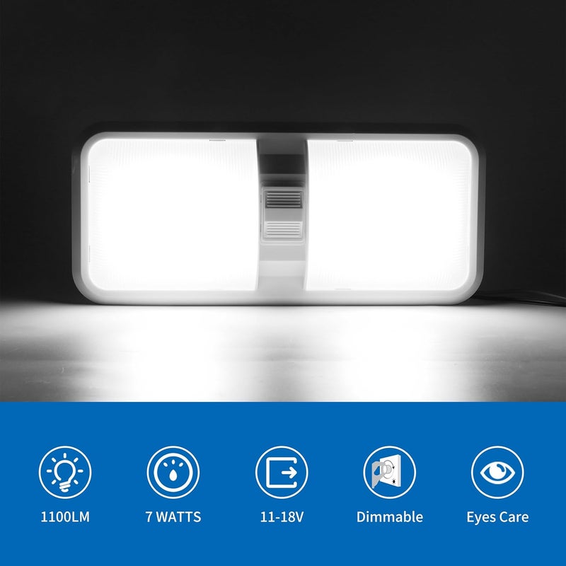 RVZONE 12V Led RV Ceiling 1100 Lumen Double Dome Light | RV Interior Lighting Fixture with ON/Off Switch for RV Trailer Camper Truck Van Boat Car (5 Pack Natural White 4000-4500K) - Image 5